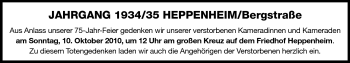 Traueranzeige von Jahrgang 1934-35 von Starkenburger Echo