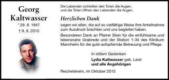 Traueranzeige von Georg Kaltwasser von Echo-Zeitungen (Gesamtausgabe)