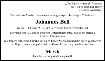 Traueranzeige von Johannes Bell von Echo-Zeitungen (Gesamtausgabe)