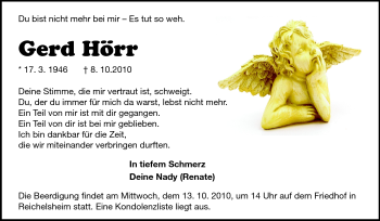 Traueranzeige von Gerd Hörr von Odenwälder Echo