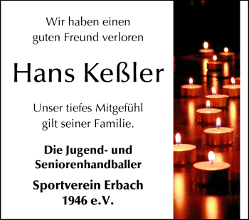 Traueranzeige von Hans Keßler von Starkenburger Echo