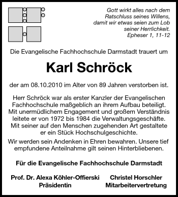 Traueranzeige von Karl Schröck von Echo-Zeitungen (Gesamtausgabe)
