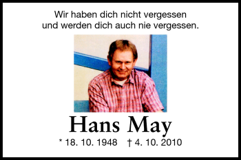 Traueranzeige von Hans May von Starkenburger Echo