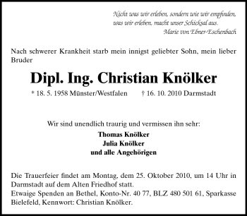 Traueranzeige von Christian Knölker von Darmstädter Echo, Odenwälder Echo, Rüsselsheimer Echo, Groß-Gerauer-Echo, Ried Echo