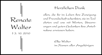 Traueranzeige von Renate Walter von Rüsselsheimer Echo, Groß-Gerauer-Echo, Ried Echo