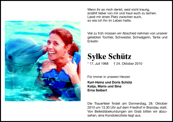 Traueranzeige von Sylke Schütz von Echo-Zeitungen (Gesamtausgabe)