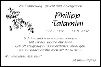 Traueranzeige von Philipp Talamini von Starkenburger Echo