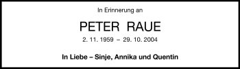 Traueranzeige von Peter Raue von Echo-Zeitungen (Gesamtausgabe)