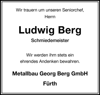 Traueranzeige von Ludwig Berg von Starkenburger Echo