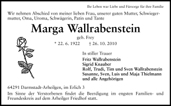 Traueranzeige von Marga Wallrahenstein von Echo-Zeitungen (Gesamtausgabe)