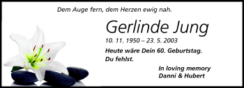 Traueranzeige von Gerlinde Jung von Odenwälder Echo