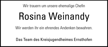 Traueranzeige von Rosina Weinandy von Echo-Zeitungen (Gesamtausgabe)