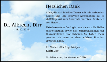 Traueranzeige von Albrecht Dirr von Echo-Zeitungen (Gesamtausgabe)