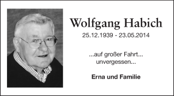 Traueranzeige von Wolfgang Habich von Echo-Zeitungen (Gesamtausgabe)