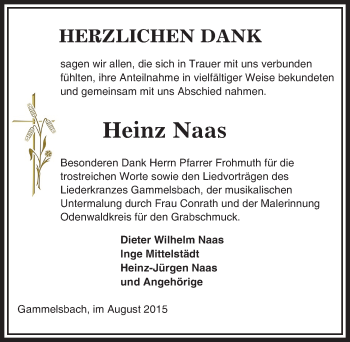 Traueranzeige von Heinz Naas von trauer.echo-online.de
