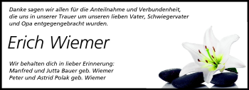 Traueranzeige von Erich Wiemer von Echo-Zeitungen (Gesamtausgabe)