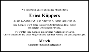 Traueranzeige von Erica Küppers von Echo-Zeitungen (Gesamtausgabe)