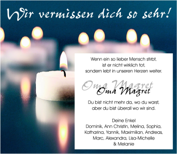 Traueranzeige von Margarete Muth von Odenwälder Echo