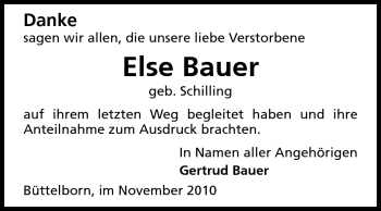 Traueranzeige von Else Bauer von Rüsselsheimer Echo, Groß-Gerauer-Echo, Ried Echo