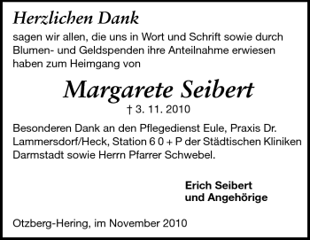 Traueranzeige von Margarete Seibert von Echo-Zeitungen (Gesamtausgabe)