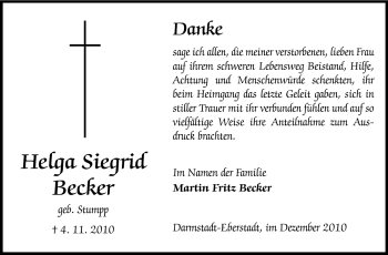 Traueranzeige von Helga Siegrid Becker von Echo-Zeitungen (Gesamtausgabe)