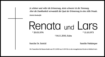 Traueranzeige von Renata Enöckl von Echo-Zeitungen (Gesamtausgabe)