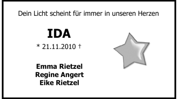 Traueranzeige von Ida Rietzel von Echo-Zeitungen (Gesamtausgabe)