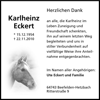 Traueranzeige von Karl-Heinz Eckert von Odenwälder Echo