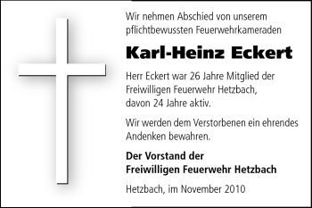 Traueranzeige von Karl-Heinz Eckert von Odenwälder Echo