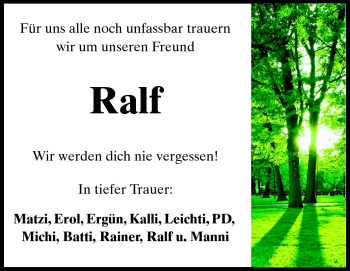Traueranzeige von Ralf Günther von Darmstädter Echo, Odenwälder Echo, Rüsselsheimer Echo, Groß-Gerauer-Echo, Ried Echo