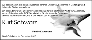 Traueranzeige von Kurt Schwarz von Echo-Zeitungen (Gesamtausgabe)