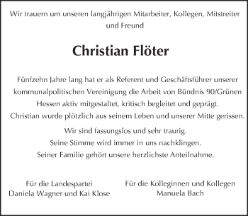 Traueranzeige von Christian Flöter von trauer.echo-online.de