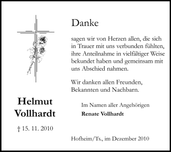 Traueranzeige von Helmut Vollhardt von Rüsselsheimer Echo, Groß-Gerauer-Echo, Ried Echo
