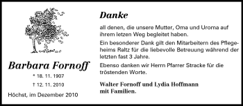Traueranzeige von Barbara Fornoff von Odenwälder Echo