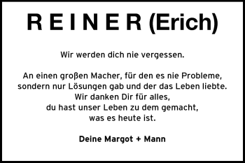 Traueranzeige von Reiner - von Echo-Zeitungen (Gesamtausgabe)