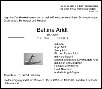Traueranzeige von Bettina Arldt von Echo-Zeitungen (Gesamtausgabe)
