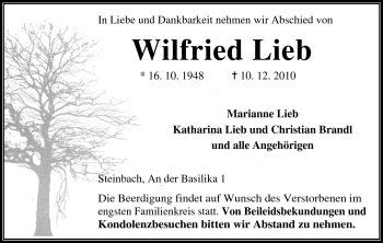 Traueranzeige von Wilfried Lieb von Odenwälder Echo
