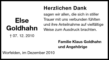 Traueranzeige von Else Goldhahn von Rüsselsheimer Echo, Groß-Gerauer-Echo, Ried Echo