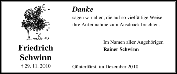 Traueranzeige von Friedrich Schwinn von Odenwälder Echo