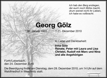 Traueranzeige von Georg Gölz von Starkenburger Echo