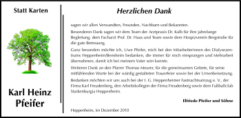 Traueranzeige von Karl Heinz Pfeifer von Starkenburger Echo