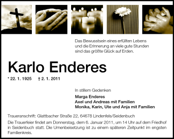 Traueranzeige von Karlo Enderes von Echo-Zeitungen (Gesamtausgabe)