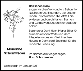 Traueranzeige von Marianne Scharnweber von Echo-Zeitungen (Gesamtausgabe)