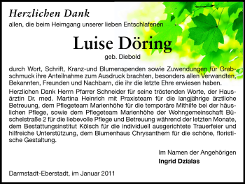 Traueranzeige von Luise Döring von Echo-Zeitungen (Gesamtausgabe)