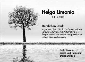Traueranzeige von Helga Limonio von Rüsselsheimer Echo, Groß-Gerauer-Echo, Ried Echo