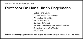 Traueranzeige von Hans Ulrich Engelmann von Echo-Zeitungen (Gesamtausgabe)