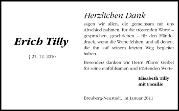 Traueranzeige von Hans Erich Tilly von Odenwälder Echo