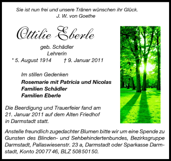 Traueranzeige von Eberle Ottilie von Echo-Zeitungen (Gesamtausgabe)