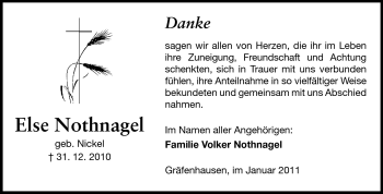 Traueranzeige von Else Nothnagel von Echo-Zeitungen (Gesamtausgabe)