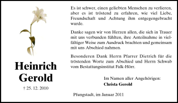 Traueranzeige von Heinrich Gerold von Darmstädter Echo, Odenwälder Echo, Rüsselsheimer Echo, Groß-Gerauer-Echo, Ried Echo